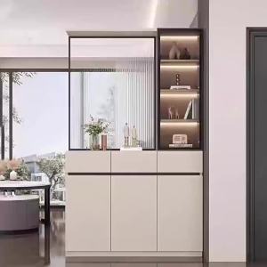 Luxury Glass Entry Shoe Storage Cabinet