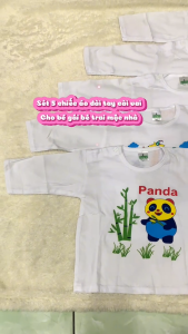 Combo 5 áo dài tay cài cúc vai cho bé trai bé gái Bossini chất 100% Cotton mềm mịn thấm hút mồ hôi cho bé 8-32kg