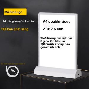 Hộp Đèn LED Để Bàn A4 Sạc Lại Được Có Đèn Nhấp Nháy Làm Bằng Acrylic Dùng Để Trưng Bày Thực Đơn Có Chức Năng Điều Chỉnh Độ Sáng Thích Hợp Cho Nhà Hàng Quảng Cáo Trên Bàn.