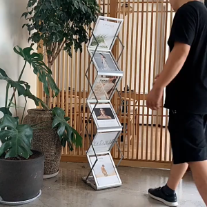 Foldable A4 Size Magazine Newspaper Leaflet Brochures Display Rack Display Stand Flyer Rack Floor Standing Display Stand