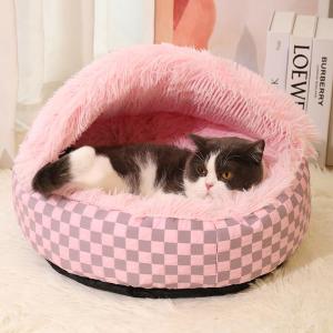 Hateli thảm nằm cho chó Cho chó nhỏ Mèo Sang Trọng Vỏ Tổ Nửa Kèm Theo Mùa Đông Ấm Giường Thú cưng Ấm cúng giường cho cún con Giường Tròn sô pha trong nhà Không Thấm Nước
