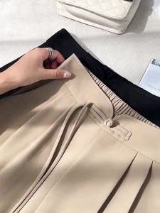 Elegant High-end French Design Chinese Style Retro Tapered Suit Wide Leg Pants