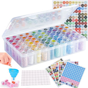 60 Bottles Diamond Painting Storage Container Case With Color Number Labels Stickers And Funnel Beads Storage Box Organizer Tool