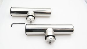 Stainless Steel Fishing Pole Stand Tackle Rotatable Fishing Rod Holder Tackle Clamp For Marine Boat Accessory 18~26mm Tube 7/10 " to 1 Rails Fishing Rod Holder