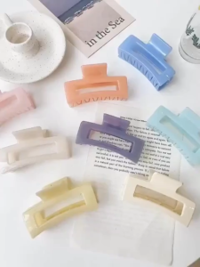 JEPITAN RAMBUT MODEL SEGI KOTAK /JEDAI KOTAK BESAR JUMBO TRANSPARAN 8.5 CM