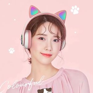 RC Hf bando headphone B39 STN28 Kucing Karakter LED Color Headset Gaming Bluetooth Wireless Game