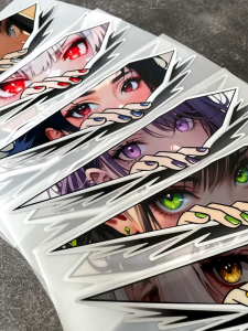 1Pair Anime Girl Eyes Motorbike Stickers Waterproof Scratch Resistant for Car Motorcycle Decor