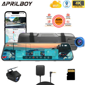 Aprilboy 4K Car Dash Cam Built-in Smart Driving ADAS & BSD WiFi G-Sensor with APP Control Night Vision 24 Hours Parking Monitor
