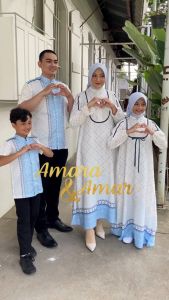 Baju Lebaran 2025 Sarimbit Keluarga Muslim Baju Couple Lebaran Amara & Amar Blue