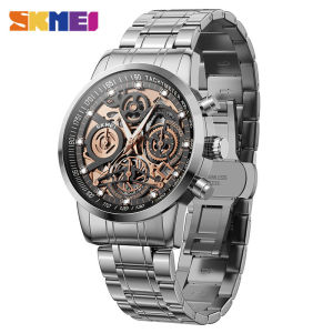 Skmei Fashion Mens Watch with Hollow Out Dial Butterfly Clasp Made of Stainless Steel Night Light 30m Waterproof casual watch 7059