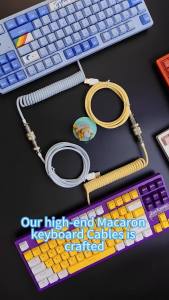 Mechanical Keyboard Coiled Cable USB Type C Port Wire PC Computer Aviation Connector Detachable Metal Aviator Double Sleeved Wir