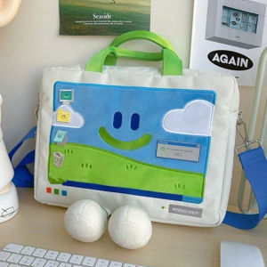 Túi Đựng Máy Tính Xách Tay Kawaii 14 Inch Dành Cho Nữ Túi Xách Đeo Vai Bảo Vệ Thời Trang Hàn Quốc Dành Cho MacBook Túi Polyester Có Khóa Kéo Di Động Dành Cho Sinh Viên Và Nhân Viên Văn Phòng