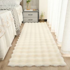 Plush Cream Shag Area Mat Soft Fluffy Non Slip for Bedroom Living Room Decor Low Pile with Rubber Backing Minimalist Mat Design