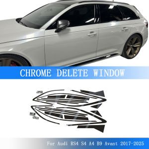 Chrome Delete Blackout Overlay For Audi RS4 S4 A4 B9 Avant 2017-2025 Window Trim Glossy Black Sticker