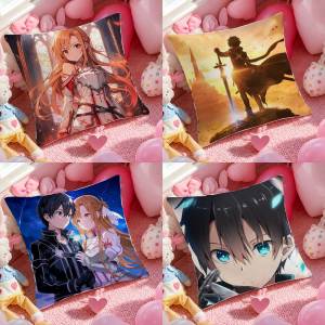 Bandai | Sword Art Online Alice Zuberg Anime Plush Pillow Cover Soft Short Plush Cushion Cover For Sofa Bedroom Home Decor Gift