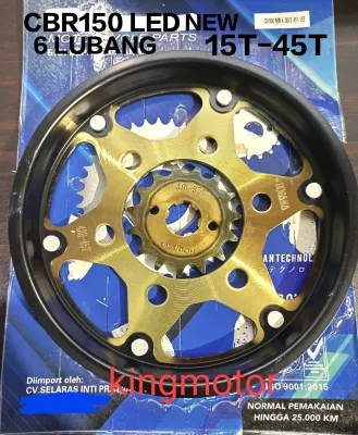 GIR DEPAN BELAKANG GEAR GER GIGI TARIK GOLD EMAS 45 T 6 LUBANG HONDA CBR 150 R LED NEW CB 150 R CB150R NEW KUALITAS SUPER