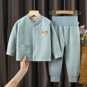 Warm German Velvet Baby Clothes Set Autumn Winter Sleepwear Separate Sweater And Pants for 6-18 Months Old Kids Boys And Girls