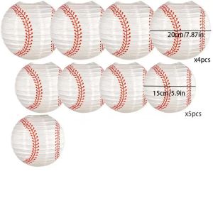 9Pcs Baseball Paper Lanterns Suitable for Baseball Party Decorations Sports Event Decorations