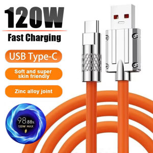 Automotive Cell Phone Chargers Accessory 120W 6A Type-C&Android Micro USB Cable Super Fast Charging Silicone Aluminum Interface Data Cord for Xiaomi Huawei Iphone Universal