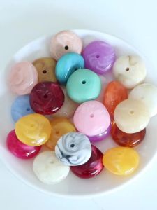 10Pcs/Lot 24mm Flat bead  Acrylic Beads Charms Spacer Beads For Jewelry Making DIY Necklace Bracelet Keychain Accessories