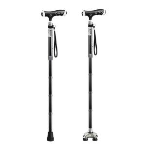 LEZHONGFU | Lightweight Folding 4-legged Cane Anti-slip With Light and Magnetic Massage