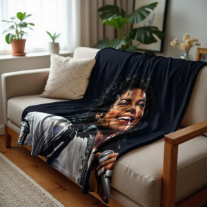 Beast Kingdom | M-Michael J-Jackson Stage Anime Cartoon Flannel Blanket Soft Warm Throw for Bedroom Sofa Car Kids Holiday Gift