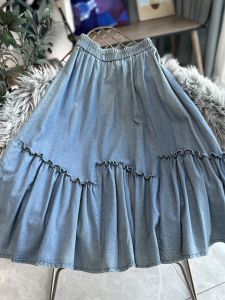 กระโปรงยีนส์ทรงเอเอวสูงสไตล์ฝรั่งเศส กระโปรงทรงเค้ก กระโปรงสั้นผู้หญิง ฤดูใบไม้ผลิและฤดูร้อน กระโปรงทรงเอเอวสูง