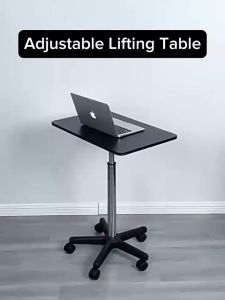 Movable Lifting Table with Wheels Adjustable Standing Desk Computer Bedroom Study Room Household Desk Simple/Rainbow Culture