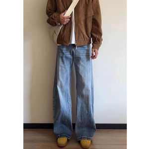 Vintage Bamboo Pattern Flared Jeans Loose Wide Leg Warm Corduroy