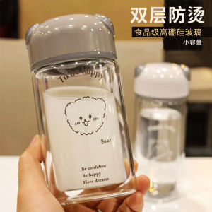 Mini Cartoon Double Layer Heat Resistant Glass Cup Men Women Korean Version Cute Portable Small Home High Borosilicate Water Cup
