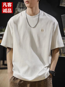 เสื้อยืดแขนสั้นสีพื้นสำหรับผู้ชาย Vancl ฤดูร้อน 2025 ทรงหลวม ผ้าฝ้ายผสมโพลีเอสเตอร์ ทรงปกติ คอกลม แฟชั่น