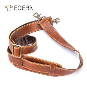 EDERN Retro Crazy Horse Leather Shoulder Strap with Shoulder Rest Adjustable Leather Bag Replacement Straps Metal Hooks Men Bag Strap