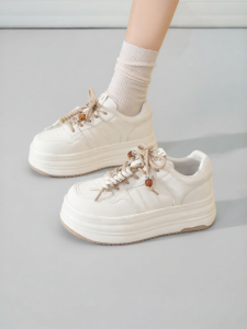 Josiny | Thick Bottom New Spring College Style Casual White Shoes