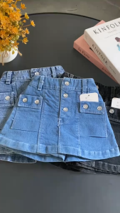 1-12tahun rok celana bawahan anak perempuan 2in1 jeans denim korean style