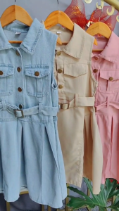 3-12 Years Old Trendy Korean Style Dress for Kids Girls Cute Sleeveless Collar Casual OOTD Polo Dress for Girls