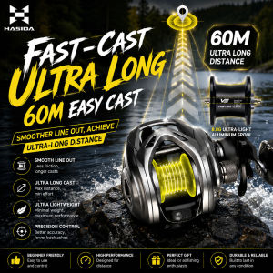 HASIDA Vector 7.2:1 High Ratio Long Casting 163g Ultra Light Carbon Body 5kg Drag Power 6+1 BB Baitcasting Fishing Reel