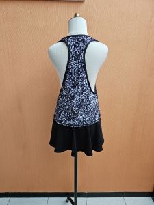 atasan kaos wanita hitam motif abu tua S M cewek blouse kutung santai cute olah raga