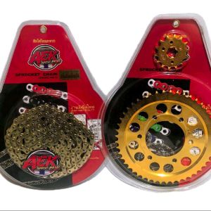 AEK HEAVY-DUTY CHAINSET SNIPER 155 GOLD SERIES SIZE 14/47 14/48 14/49 428 136L