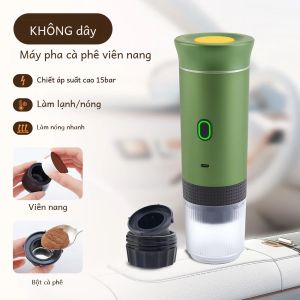 Máy Pha Cà Phê Tự Động Cầm Tay 3 Trong 1 Dành Cho Ô Tô Du Lịch Cắm Trại Tại Nhà - Máy Pha Cà Phê Espresso Tương Thích Với Bột Viên Nang