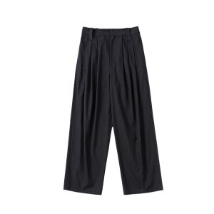 Washable Modal Cotton Casual Pants with Three Pleats on Both Sides Shape Casual Pants Comfortable Straight Leg Trousers