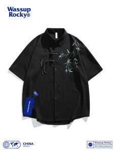 Wassup Rocky New Chinese Style Short Sleeve Shirt Summer Trend Casual Loose Handsome Turn Collar Top for Teenagers