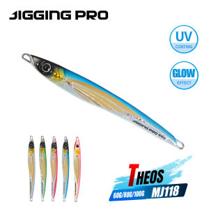 Jiggingpro 60g 80g 100g theos Mồi Câu rung bằng kim loại bờ biển ngoài khơi mồi Jig Câu Cá Biển Mồi Câu Cá cá ngừ amberjack KINGFISH