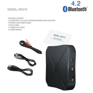 KN319 Bluetooth 5.0 Transmitter Receiver 2 in 1 Stereo Audio Receiver Converter Wireless Adapter With RCA 3.5MM AUX For Car PC