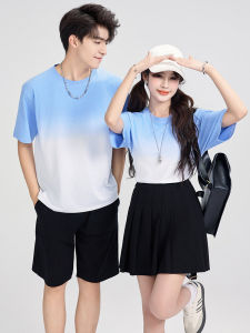 Couples Cotton T-Shirt Short Sleeve Summer Outfit Mens Womens Whole Set One Skirt Casual Loose Fit round Neck Regular Length