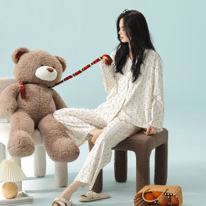 Victorias Pure Cotton Long Sleeve Sleepwear Womens Casual Comfortable Elastic Home Clothes Set Can Be Worn outside