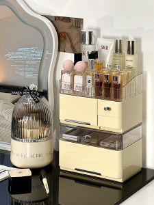 Hộp Đựng Mỹ Phẩm Acrylic Drawer Style Chống Bụi Hộp Đựng Nước Hoa Để Bàn Hộp Đựng Đồ Trang Trí Nhà Cửa Bằng Nhựa Phong Cách Kem