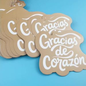 50 Chiếc Thiệp Cảm Ơn Cắt Khuôn Gracias De Corazon Màu Nâu Tiếng Tây Ban Nha Dành Cho Bao Bì Doanh Nghiệp Nhỏ