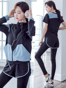 ชุดโยคะแห้งเร็วสำหรับผู้หญิง ชุดออกกำลังกายฤดูใบไม้ผลิและฤดูร้อน ชุดโยคะลำลอง ชุดออกกำลังกายในฟิตเนส ชุดโยคะแบบสวมหัว ชุดโยคะแบบสวมคอตั้ง