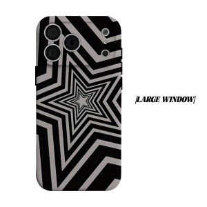 Black White Star Optical Illusion Phone Case for iPhone 18 17 16 15 14 13 12 11 Air Pro Max Plus Double-layer Cover