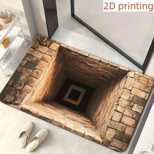 VIKAMA 2D Planar Optical Illusion Non-Slip Door Mat Indoor And Outdoor Dirt Resistant Door Mat Bedroom Laundry Area Floor Mat